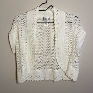 Robbie Bee Women's Cream Open-Knit Shrug Medium EUC
